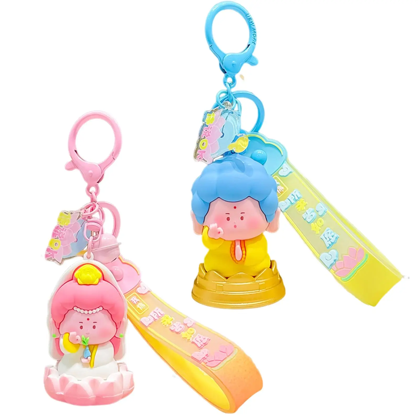 Keychain Small Buddha Statue Charms Mini Buddhist Figure for Boys Girls Holiday Children Party Favors Supplies Birthday Gift