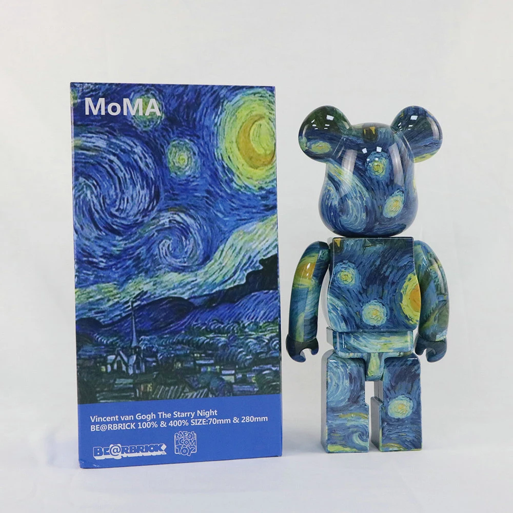 Bearbrick 400% Van Gogh Starry Night Classic Oil Painting Style 28cm Height Brick Bear Collection Gift Figure