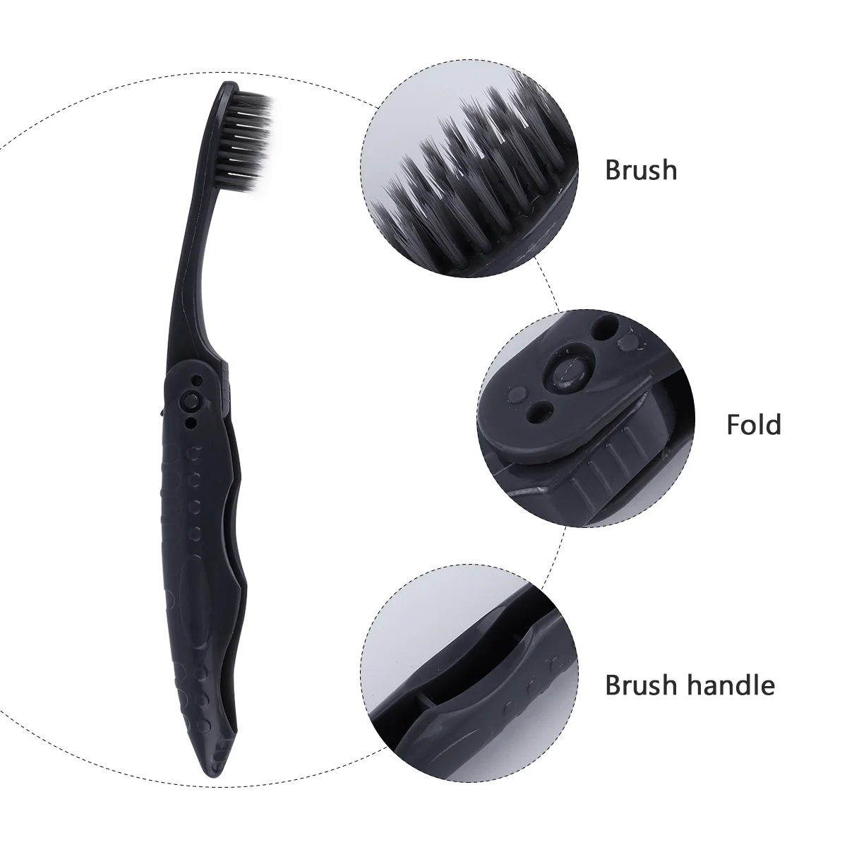 8 PCS Folding Toothbrush Portable Camping Charcoal Bristles for Travel Foldable