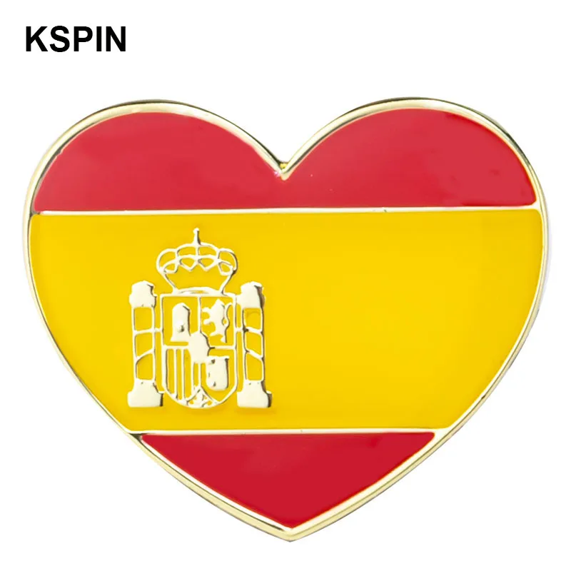 Alfileres de solapa con forma de corazón de Italia, insignia de bandera de país, broche