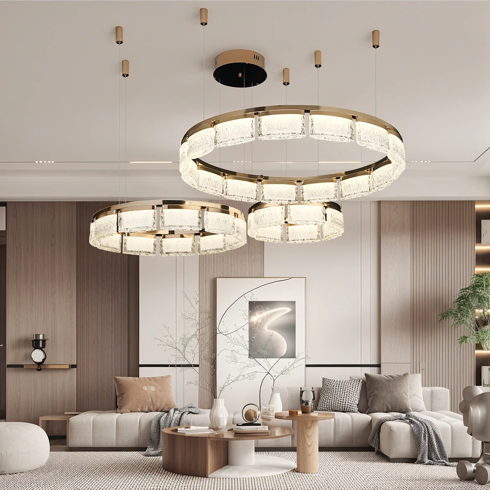 

Modern Gold Round Ring Chandelier Living Room Dining Room Luxury Simplicity Circle Pendant Lights Kitchen Island Bedroom 2025