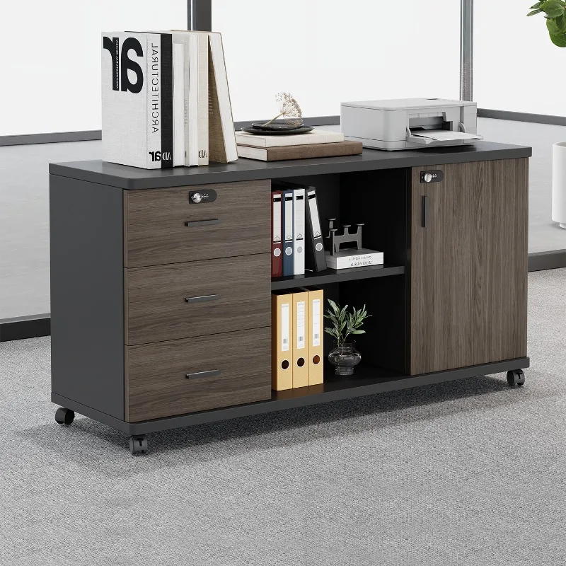 Office Short Lock Drawer Desk Side Mobile Table, Printer Base Office Side Cabinet Locker