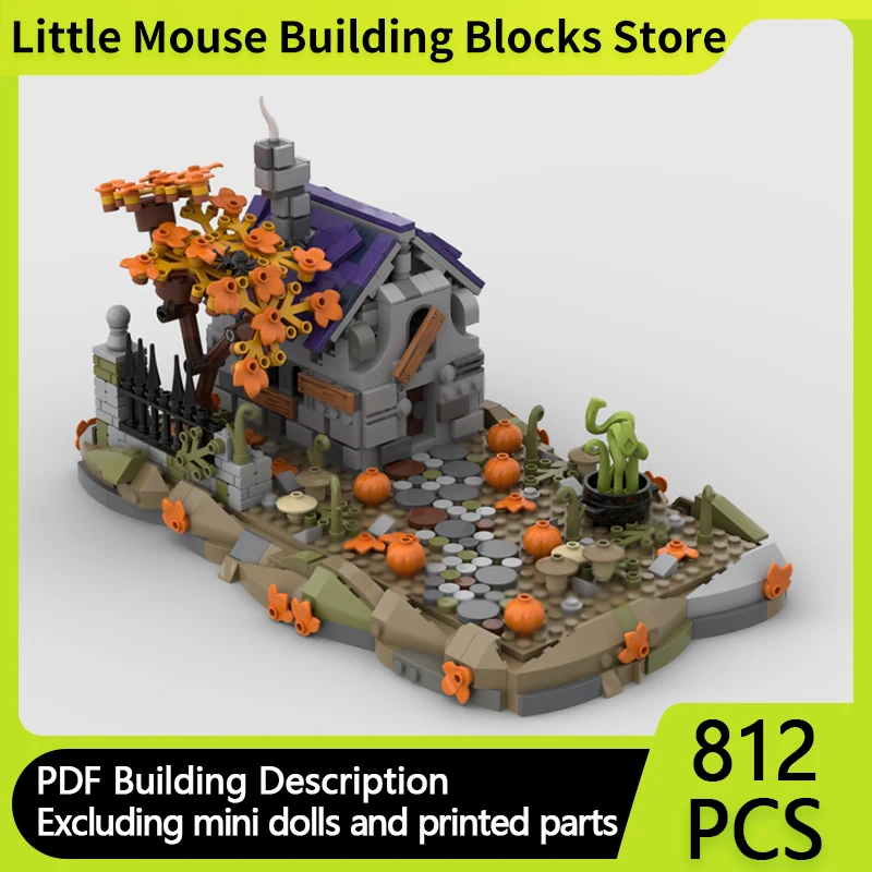 

Medieval Castle Model MOC Building Bricks Cottage In The Forest Modular Technology Gifts Holiday Assemble Children Toys Suit
