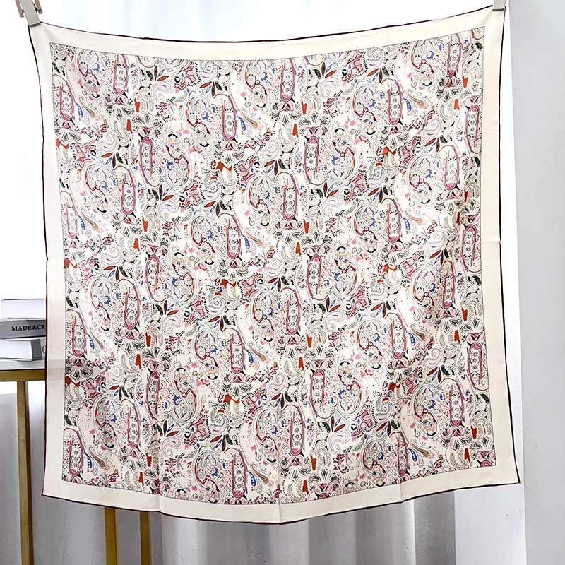 

Luxury Silk Twill Scarf Square Hair Bandanas Hand Rolled Edges Scarfs Women Clothing Bag Accessories Christmas Gift