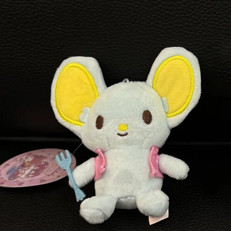 Kawaii Flandre tenant fourchette porte-clés en peluche doux en peluche pour sacs à dos charme ornement mignon Rat poupée sac charme accessoire