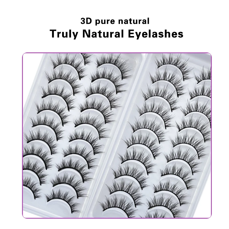 DEVOSERVICE Lashes 10pairs Natural False Eyelashes 3D Sexy Mink Lashes Extensions False Eyelashes Faux Cils Makeup Wholesale