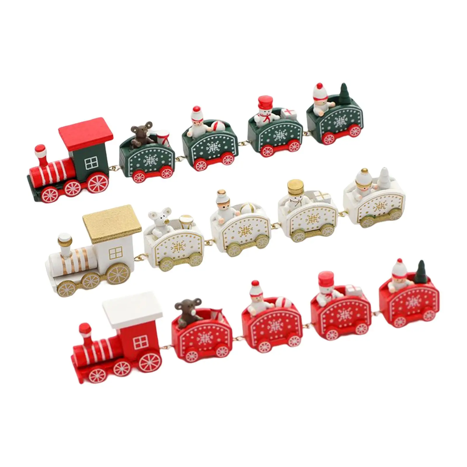 Christmas Wooden Train Table Top Adornment Miniature for Christmas Party