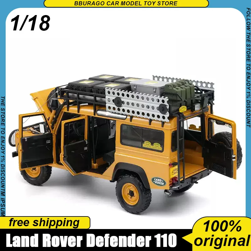 

New In Stock Almost Real 1:18 Diecast Land Rover Defender 110 Camel Trophy Support Vehicle Replica Toys Gift Kids Ornament Girl