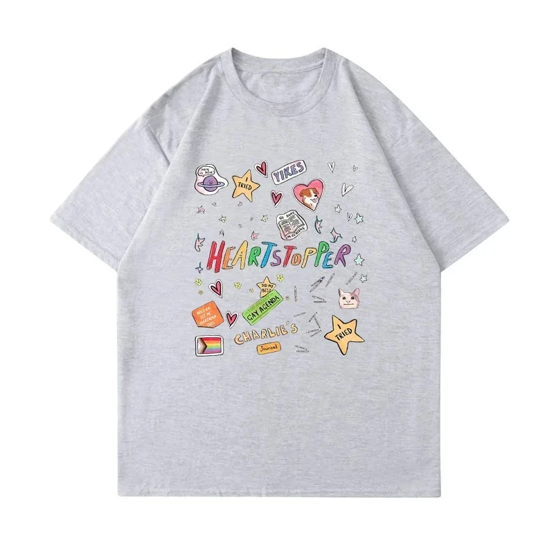 

Sleeve T-shirts Women Casual Vintage T Shirts Trendy White T-Shirt with Colorful Patterns and Text Aesthetic Clothes