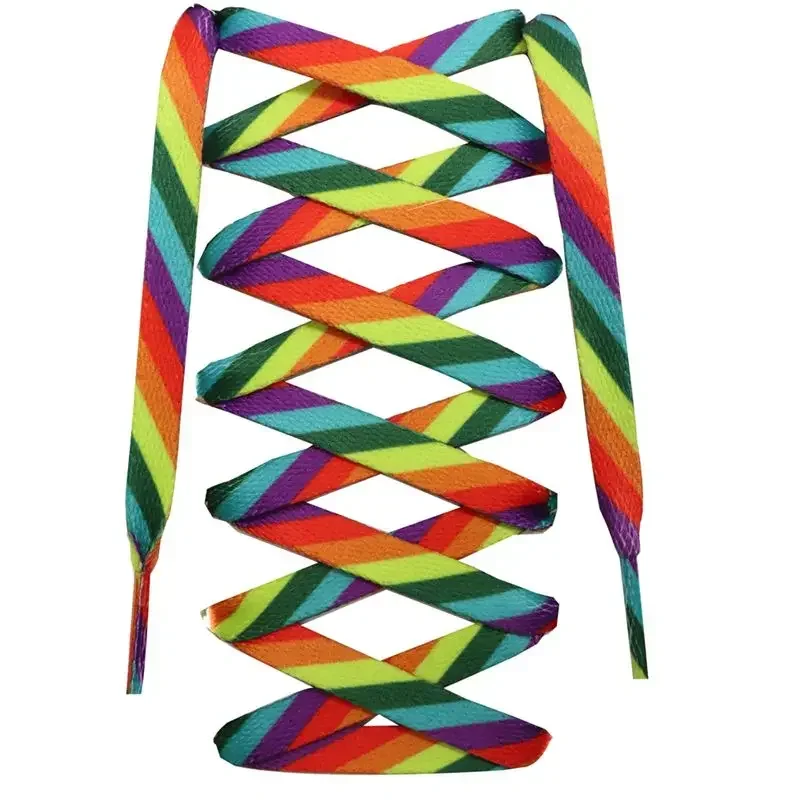 Neue flache Regenbogen-Schnürsenkel für Sneaker, bunte Schnürsenkel, farbverlaufene Schnürsenkel für Canvas-Schuhe, Schnürsenkel für Tennis, Damen und Herren – Detail 11