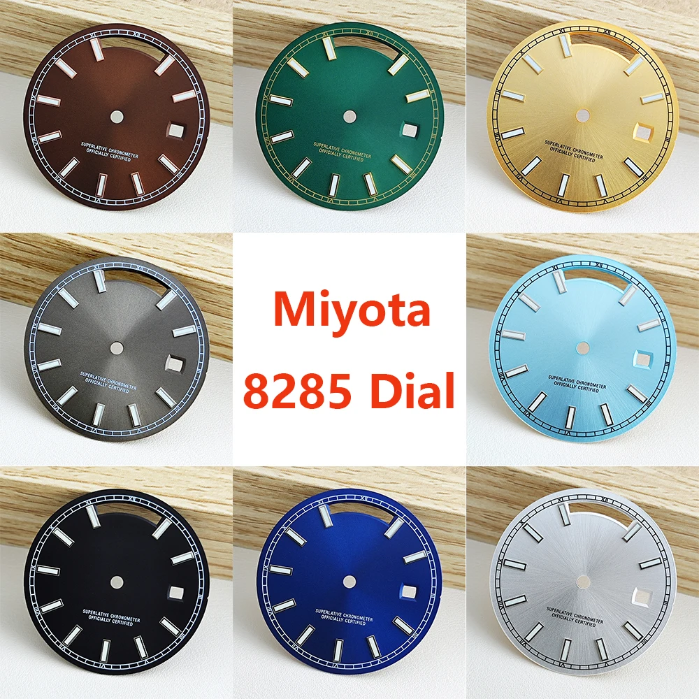Green Luminous 31mm Roman Numeral Dial for Miyota 8285 Movement Watch Customizable Logo Roman Strip Nail Design