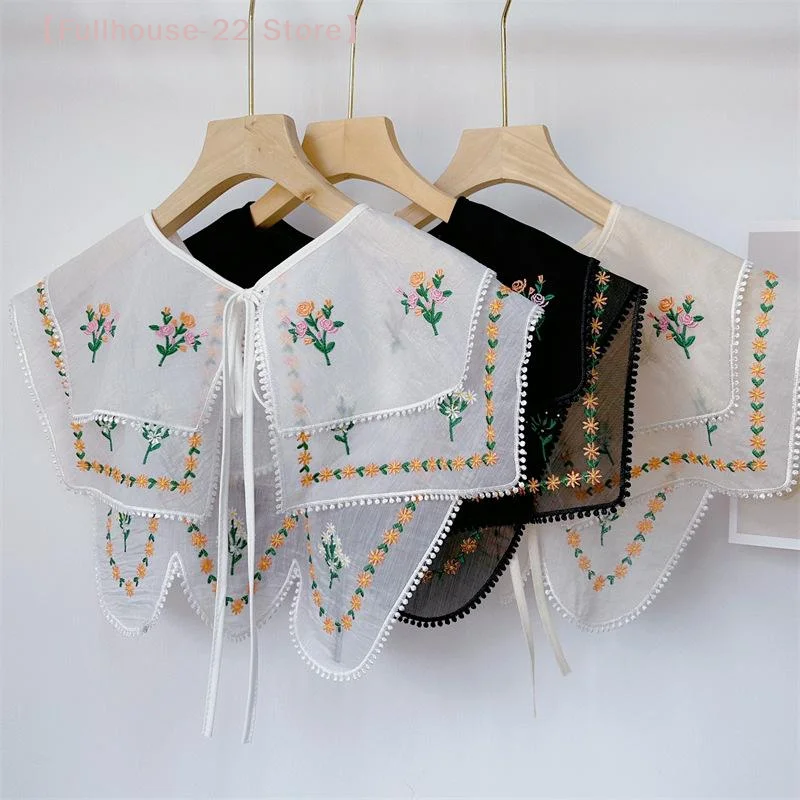 【max-22】1-peca-gola-falsa-bordada-floral-estilo-campones-com-renda-dupla-camada