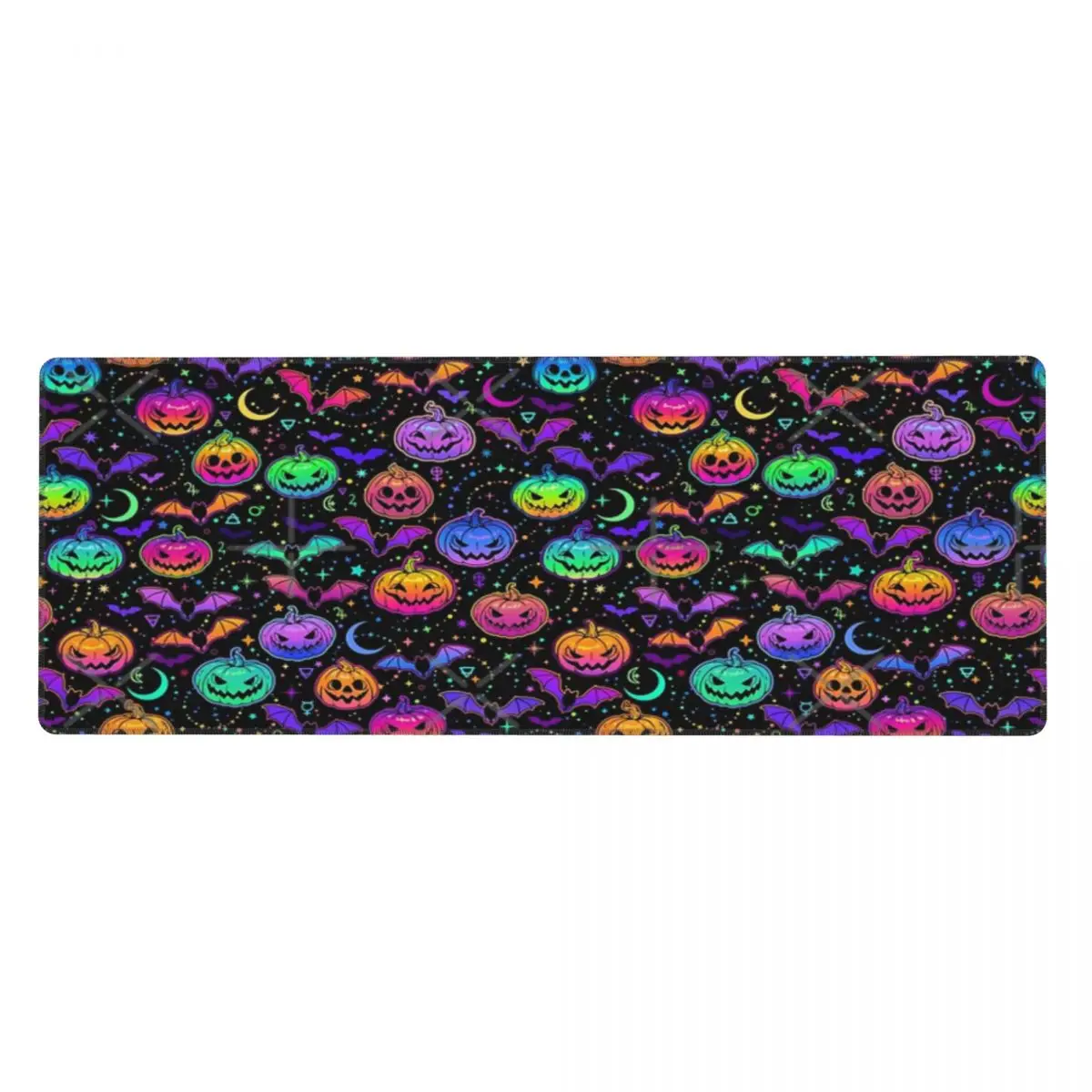 Psychedelic Rainbow Pumpkins And Bats Rubber Keyboard Pads