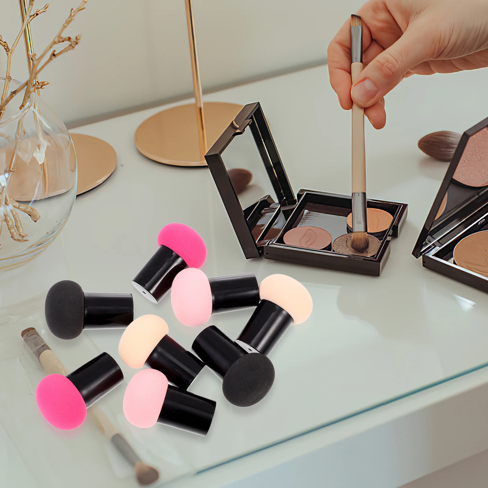 

8pcs Mushroom Shape Wet Dry Powder Puff Makeup Sponges Foundation Hydrophilic PU Girl Puff