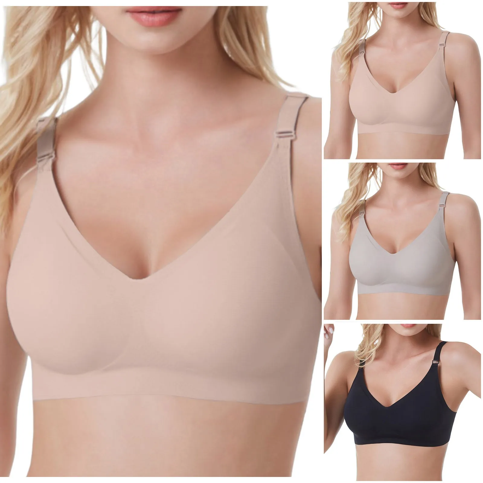 

2024 Women Sports Bras Female Removable Pad Underwear Comfort Soft Seamless Full Coverage Bra Large Size Lingerie For Ladies