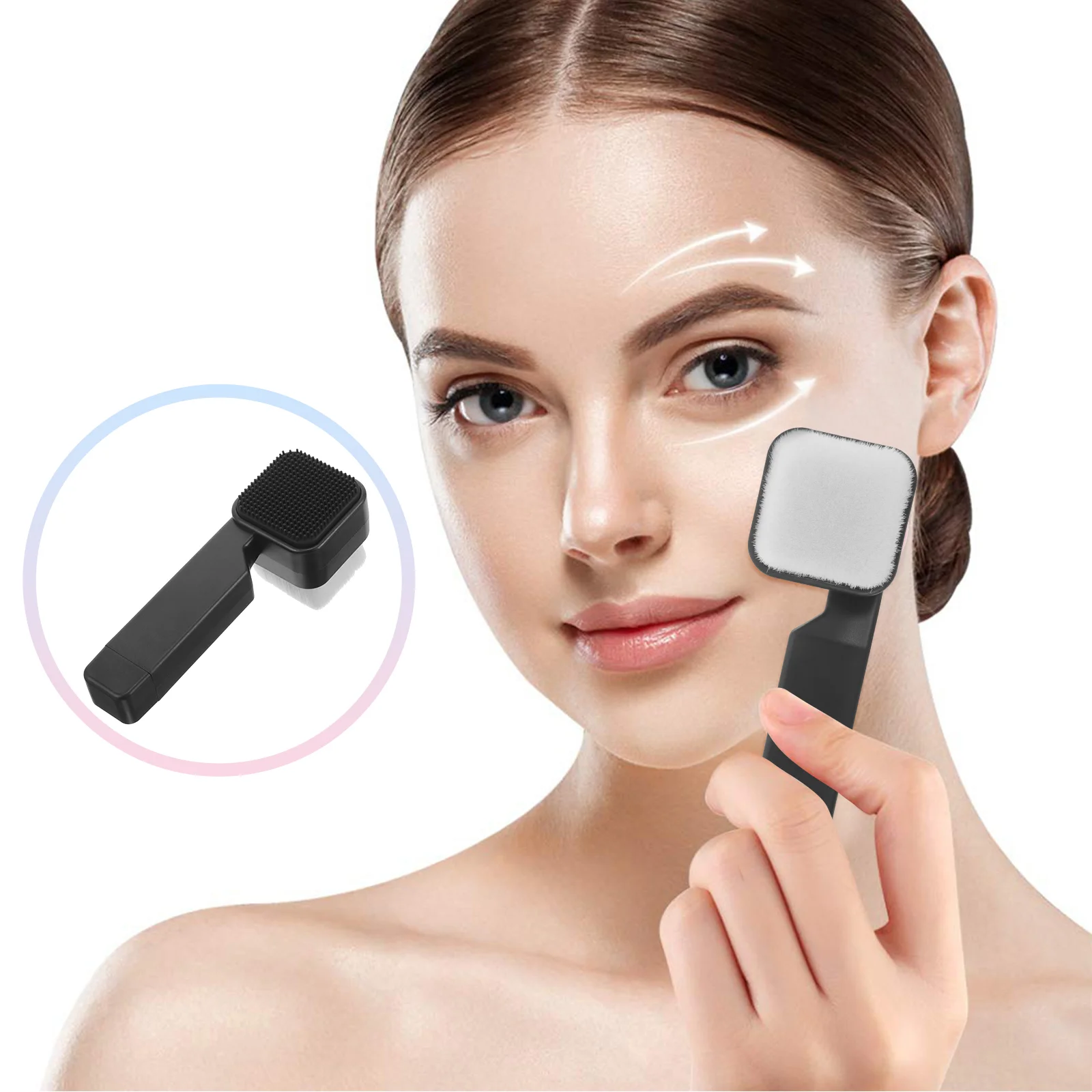 Double Sided Square Facial Cleansing Brush Man Face Scrub Cleaning Scrubber Silica Gel Wash