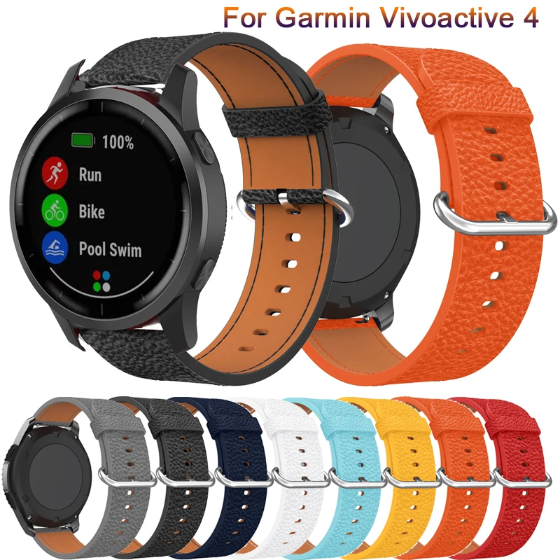 

22mm New luxury leather Strap for Garmin Vivoactive 4 watchband wristband Correa for Galaxy Watch 46mm /GTR 47mm bracelet strap