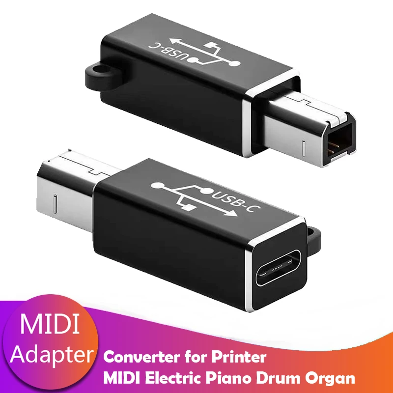 Переходник-USB-C/USB, металлический, для передачи данных, для принтера, электропианино, барабана