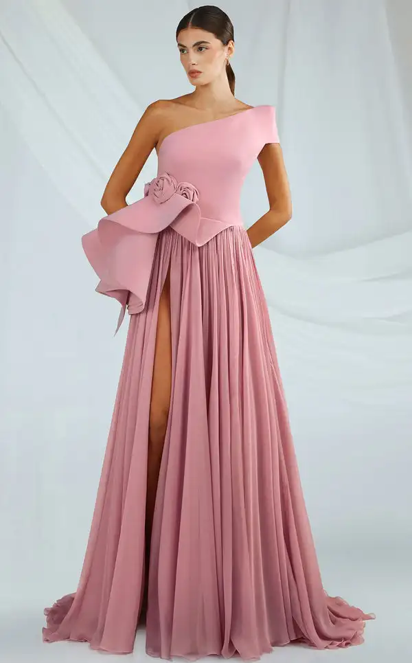 

Изысканные шифоновые платья трапециевидной формы с рюшами и драпировкой на одно плечо по индивидуальному заказу, платья для особых случаев на заказ, мода высокого качества