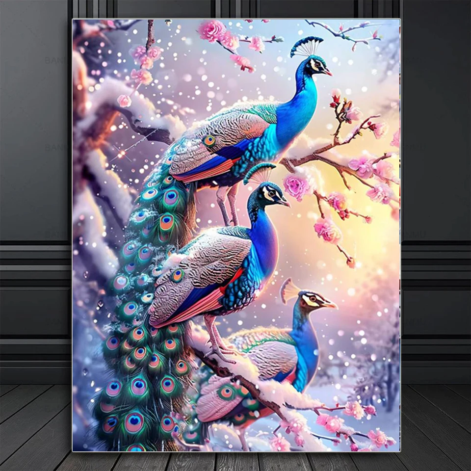 5D Diamond Painting Fantasy Colour Peacock Picture Rhinestones Mosaic Aesthetic Bird DIY Diamond Embroidery Home Decorative