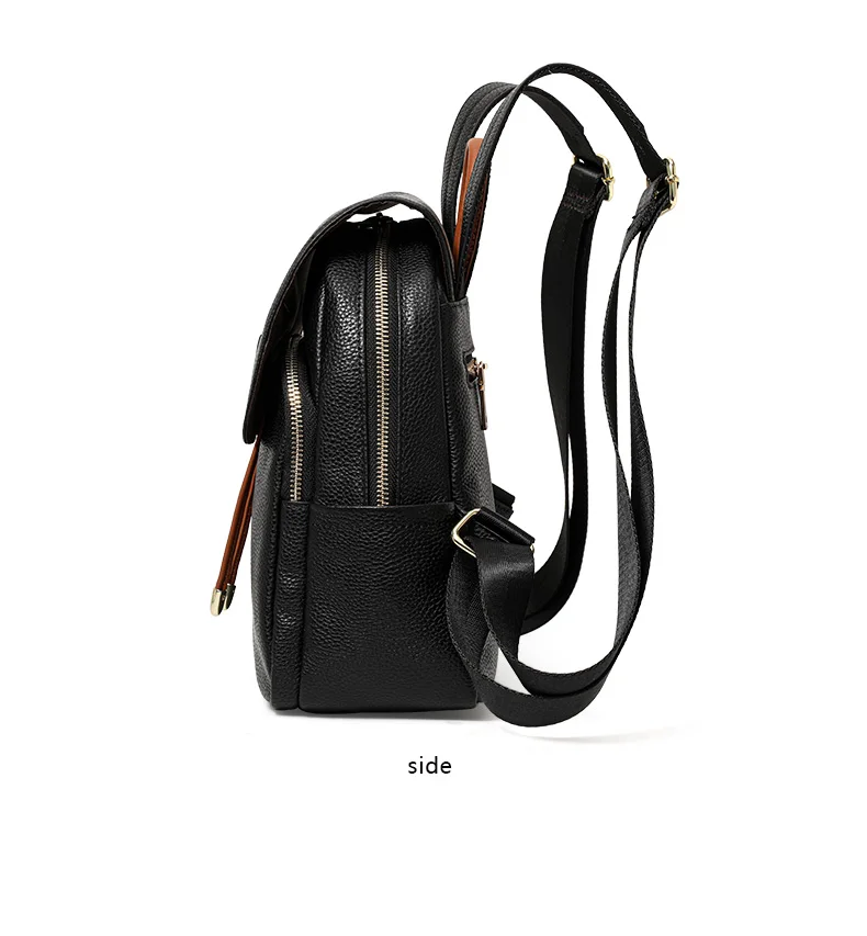 Aidanni Minimalistischer Stil Schwarzer Rucksack aus Vollnarbenleder für Damen, 2026 Neue Mode Lässige Reisetasche – Detail 10