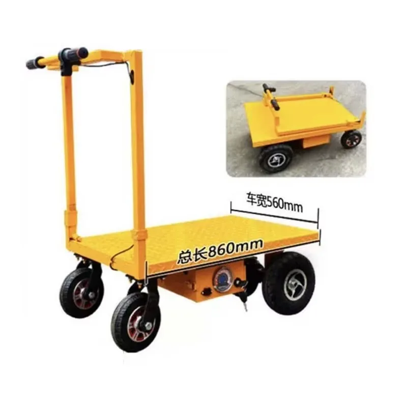 Battery-Powered Electric Folding Platform Trolley Electric Hand Truck Lron Cargo Flatbed 500kg Work Trolley for Shopping