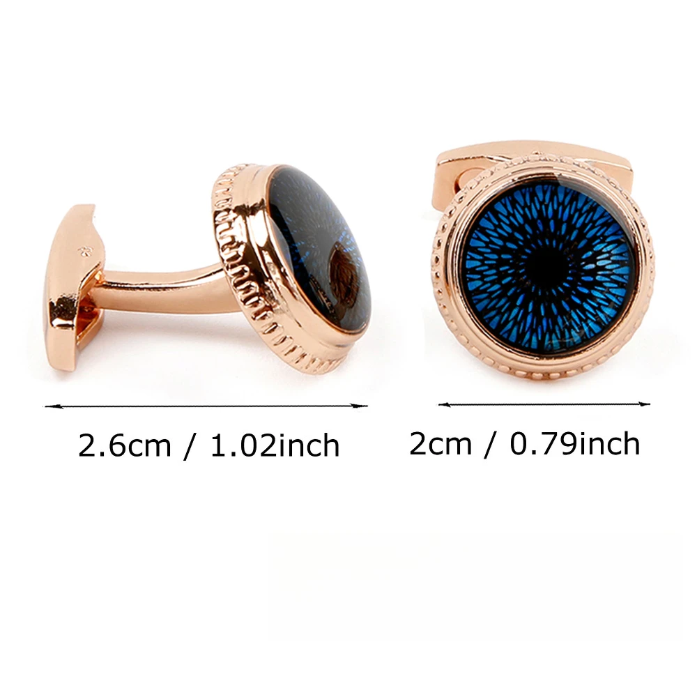 Rose Gold Border Blue Eye Cufflinks Blue Patterned Circular Cufflink Party Outfit Exquisite Shirt Cufflinks Accessories