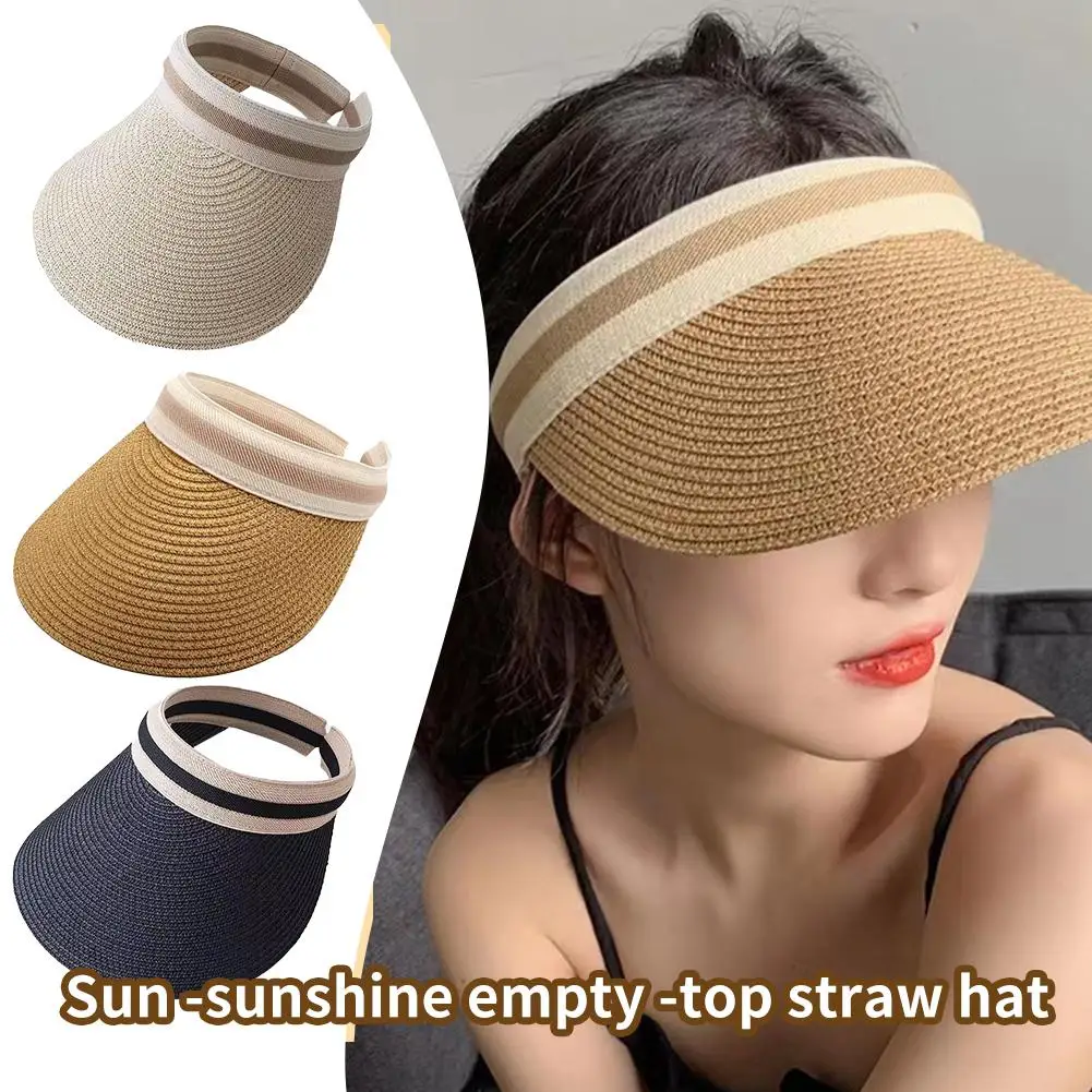 Summer Empty Top Straw Hat Beach Sunscreen Visor Cap UV Protection Big Brim Sun Hats Outdoor Sunscreen Casual Hat