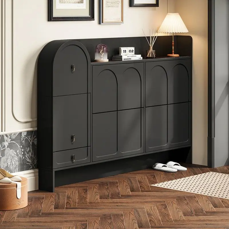 American retro shoe cabinet, ultra-thin household door against the wall French tipping bucket extremely narrow