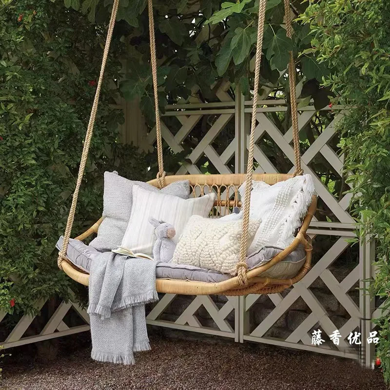 

Rattan hanging basket chair indoor swing sitting and lying down dual-purpose Internet celebrity balcony hanging