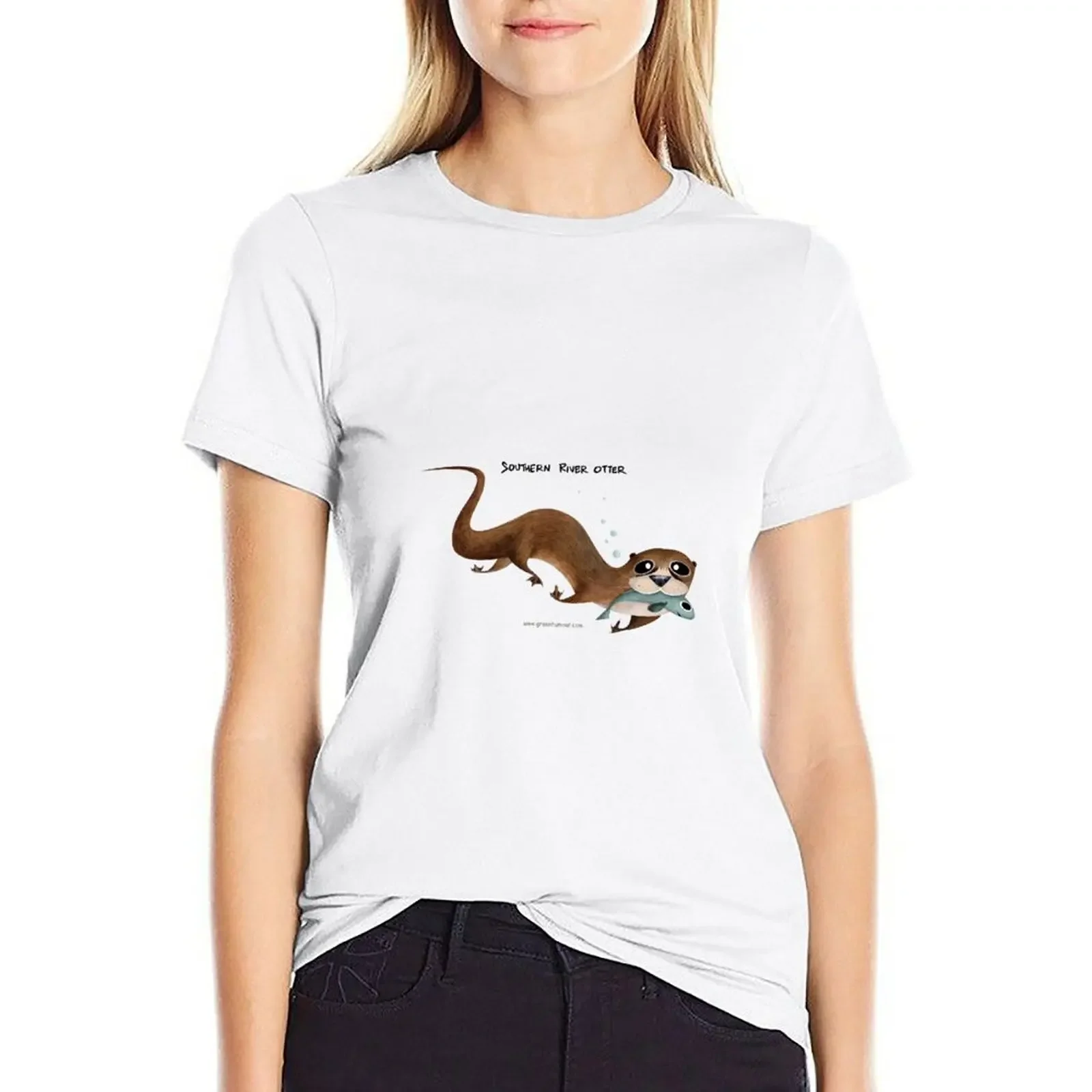 

Southern River Otter T-shirt Female clothing oversized tshirts woman