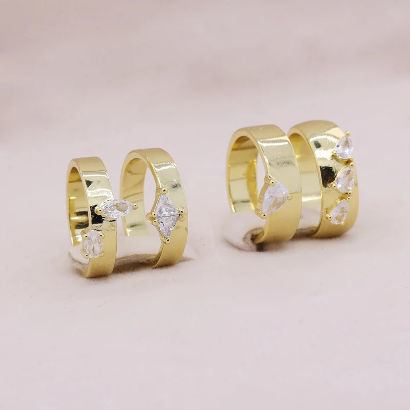 Gold Color Band Ring For Women Various Geometric 5A Cubic Zirconia Sparking Engagement CZ Band Ring