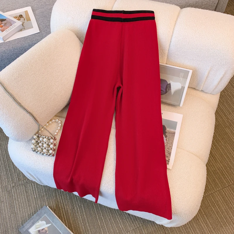 M-4XL nuovo autunno inverno maglione pantaloni vestito donna O collo monopetto lavorato a maglia Cardigan allentato + pantaloni a gamba larga due