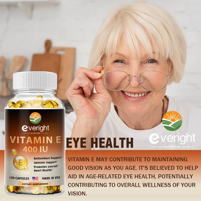 Vitamin E for Anti-aging Whitening Antioxidant Skin, Eye, Hair, Heart, Immune System Health Supplement - 180 Mg 400 IU