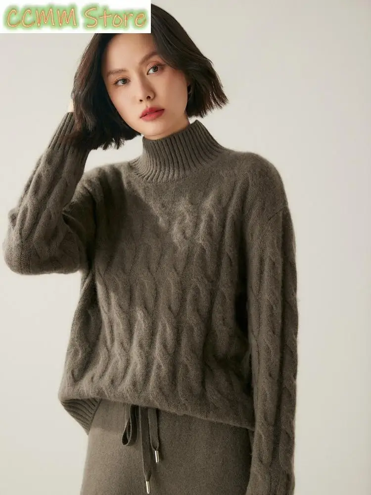 

Autumn Winter Thick Women's Cashmere Pullover Turtlenneck Sweater Long Sleeve Soft Cosy Warm Cashmere Knitwear Female Top