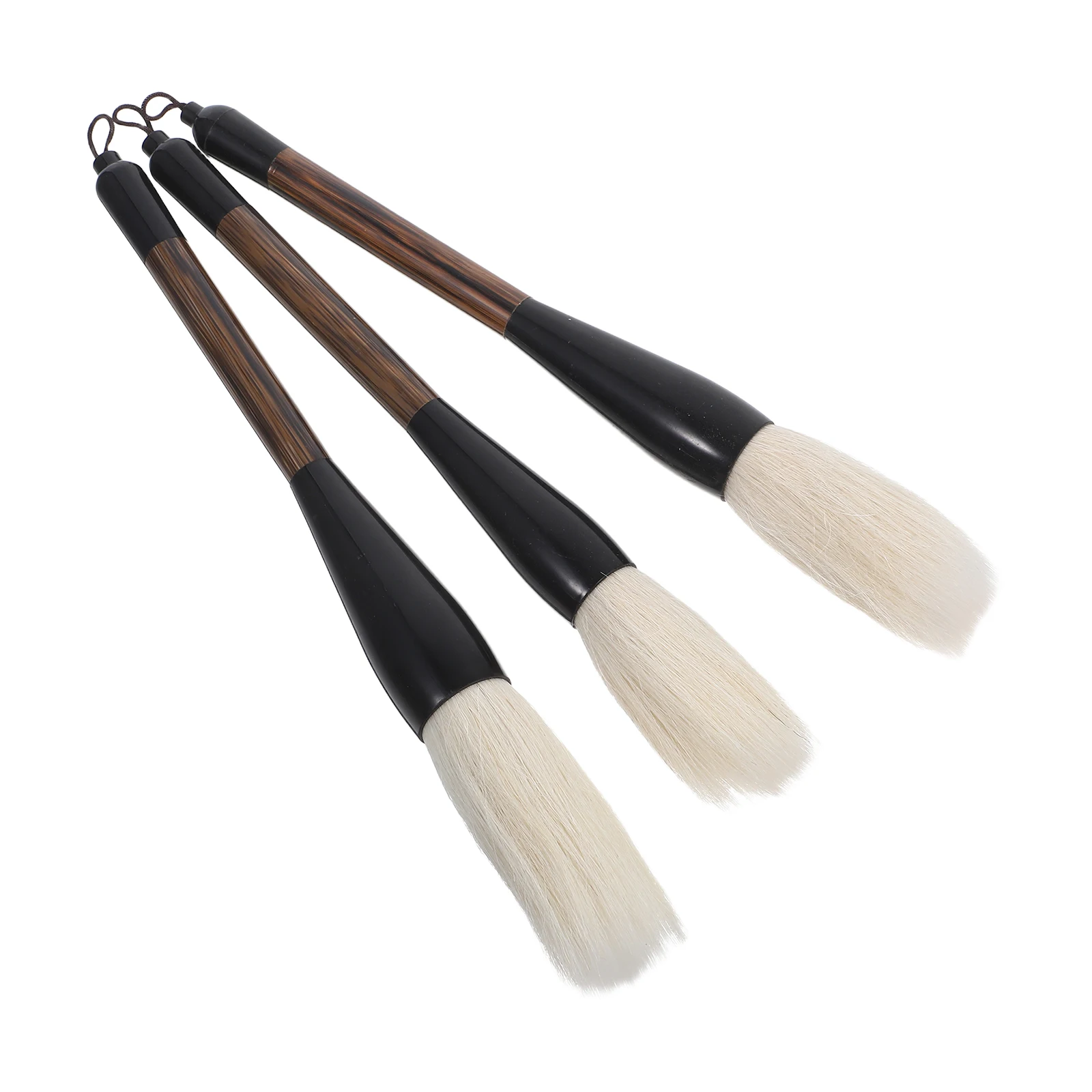 

3Pcs Chinese Calligraphy Brush Set Goat Hair Soft Resilient Texture for Expressive Strokes Traditional Techniques