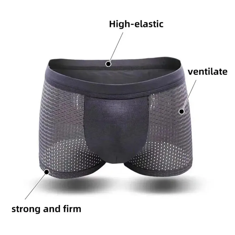 4Pcs/Lot New High Elasticity Men's Boxer Briefs Mesh Design Large Size Boxershorts Thin Style Underwear Lingerie