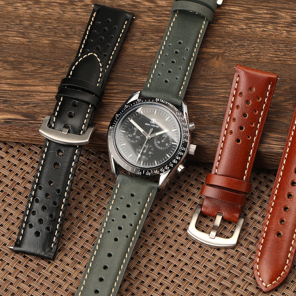 18 مللي متر 19 مللي متر 20 مللي متر 22 مللي متر خمر الجلود ساعة الأشرطة لسامسونج غالاكسي ساعة 7/6/5 سوار ل Seiko الإفراج السريع الرجال اكسسوارات