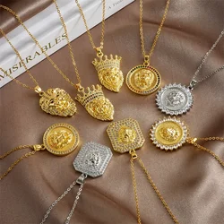 Stainless Steel Chain Hip Hop Cool Zircon Lion Pendant Necklace for Women Men Trendy Punk Fashion Jewelry Accessories Gifts