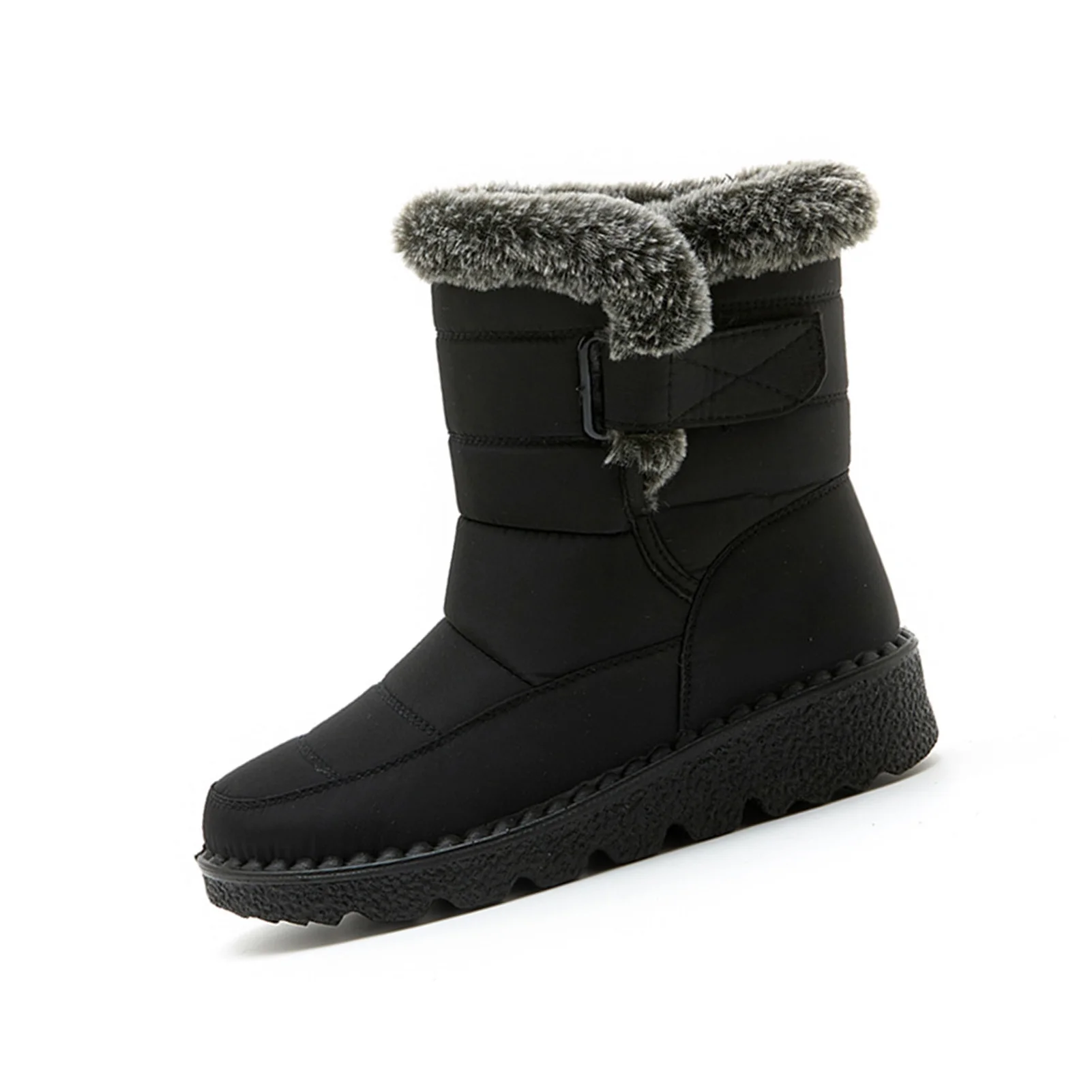 Botas de neve forrado com pele super quente para mulheres, Sapatos de inverno impermeáveis, Sapatos femininos antiderrapantes ao ar livre, Clássico