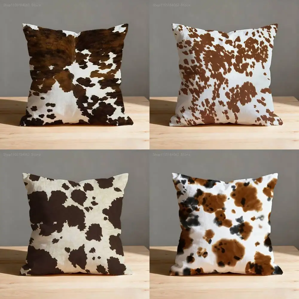 

Faux Fur Modern Cowhide Texture Throw Pillow Case For 45x45cm 40x40cm 30x30cm 50x50cm 55x55cm Square Home Pillowcase Case