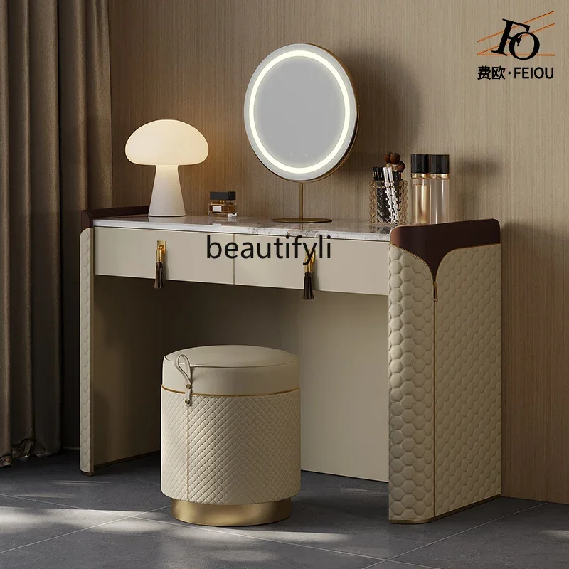 

Light luxury makeup table bedroom modern designer marble Italian high-end dressing table9344