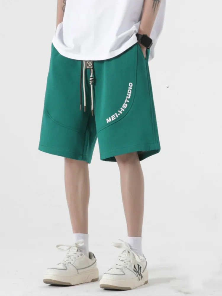 

Summer Basketball Shorts Men's Five-Quarter Loose Fit Sporty Casual Pants Letter Print Straight Leg Fashionable Youthwear