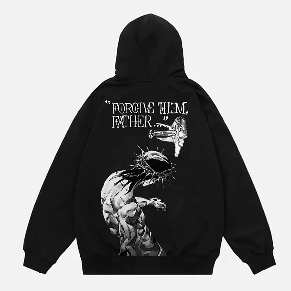 Męska bluza z kapturem z nadrukiem Forgive Them Father Bible Verses Jesień Zima Dorośli Dzieci Streetwear Bluza z kapturem Luźna bluza unisex