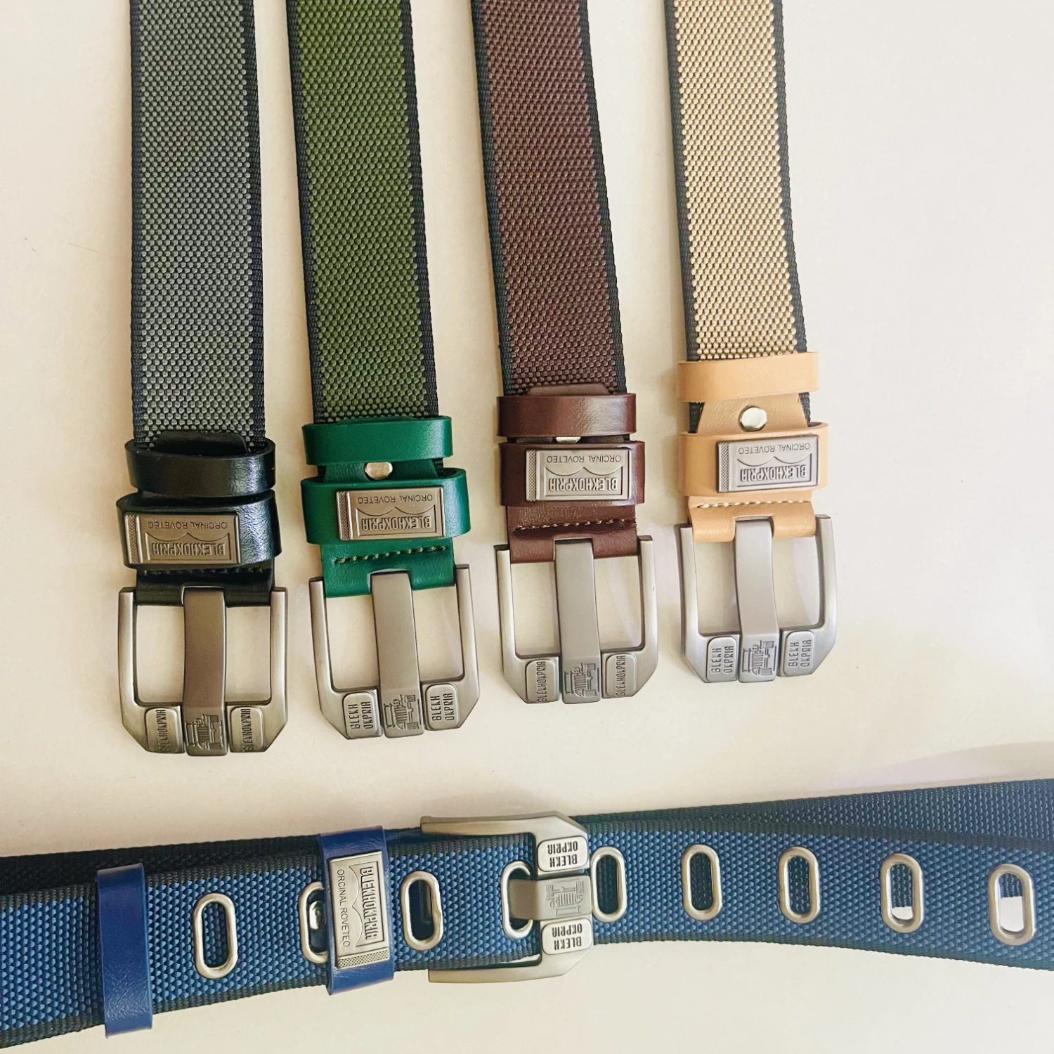 Men's Flat Hole Alloy Pin Buckle Double-sided Belt, Imitation Nylon Belt Breathable Strong Cloth Belt, Trendy Outdoor Casual Can