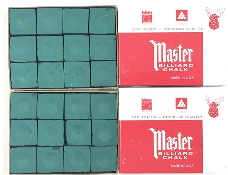 Master Snooker Cue Chalk Box of 12 Pieces-High Quality Billiard Accessories for Club & Tournament Play Reduce Miscues