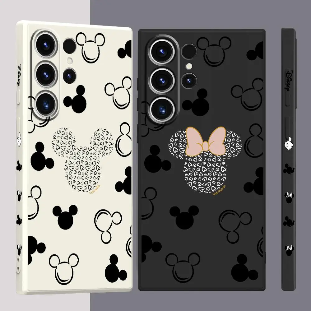 Square Liquid Cover Case for Samsung Galaxy S9 S8 Note 20 Ultra 10 Plus S10 S22 S23 Ultra 5G S20 FE S21 Diseny Mikey Minnie Logo