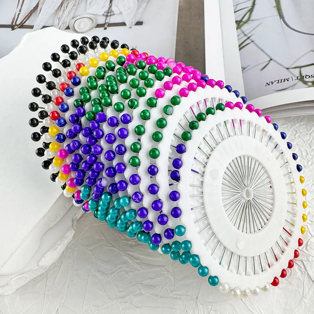 Round Pearl Head Pins 40pcs DIY Craft Cross Stitch Floral Supplies for Flower Arrangement Decoration