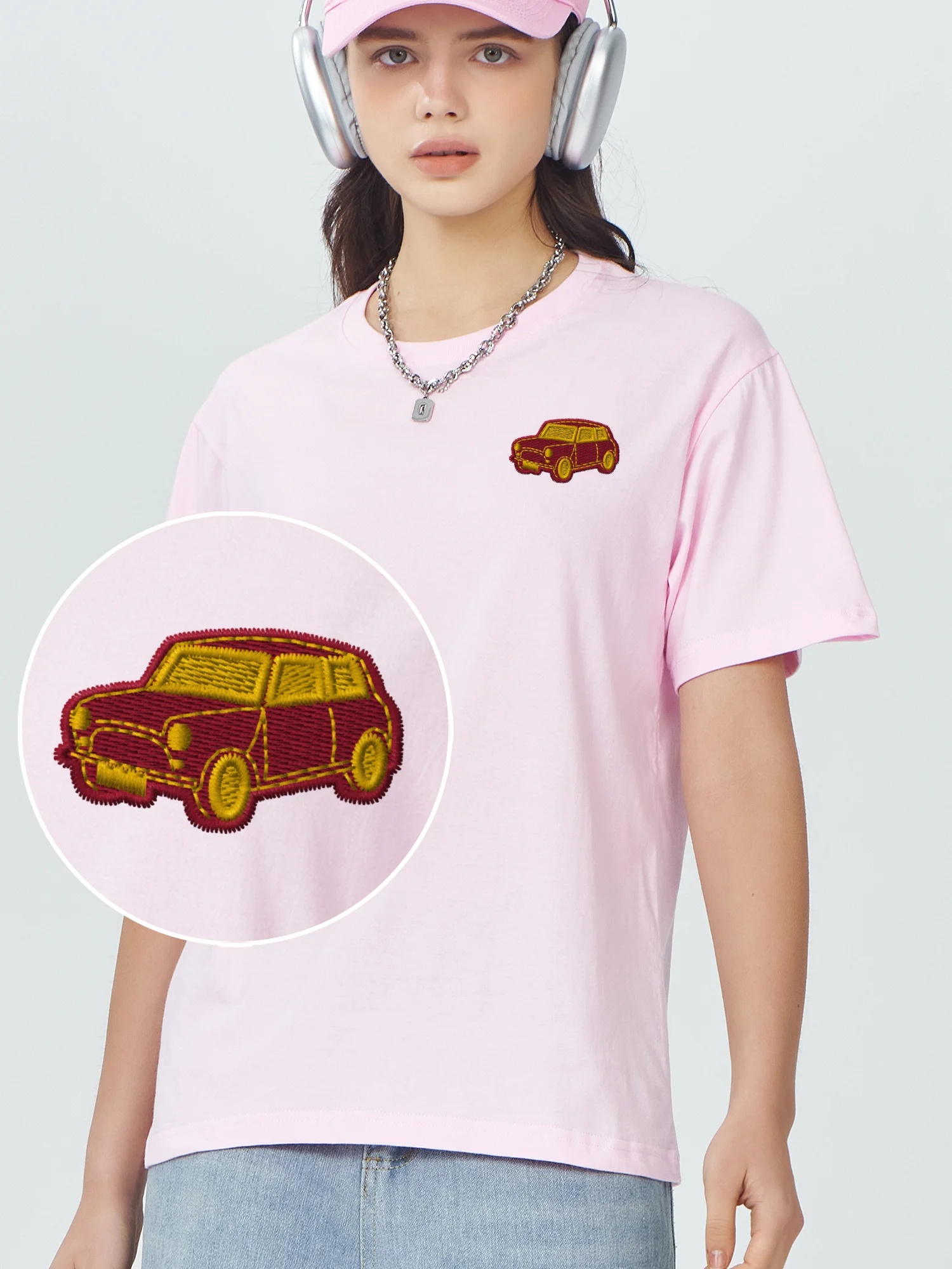 

Red Car Embroidered Tshirt 100% Cotton Embroidery T-Shirts Vintage T Shirt Men New In Tops And T-Shirts Game