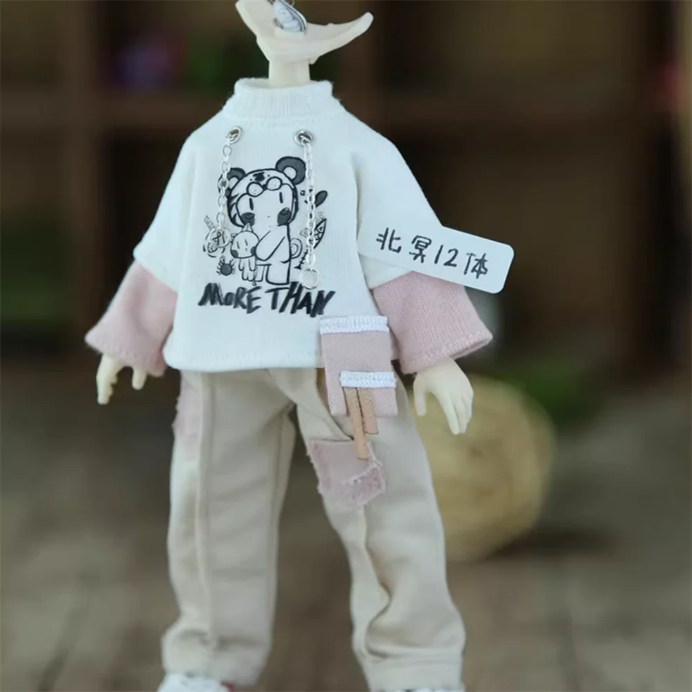 الحلزون 1/12 كبير 12 نقطة BJD ملابس دمى العصرية كول صياد قبعة أعلى السراويل نموذج Ashi 3.0 Beiming الجسم في الأوراق المالية